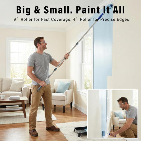 HOAIXUN 48-inch Manual Hand Drywall Sander with Extension Pole (pole sander+paint roller kit)