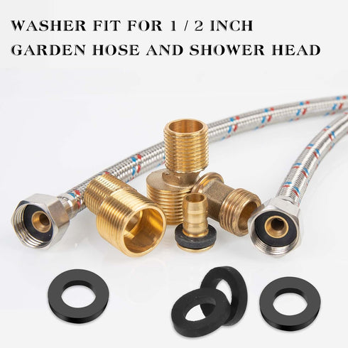 30 PCS Rubber Washers Seals, 1/2 Inch Black Flat Rubber Washers Assortment Kit for Hose Connecting