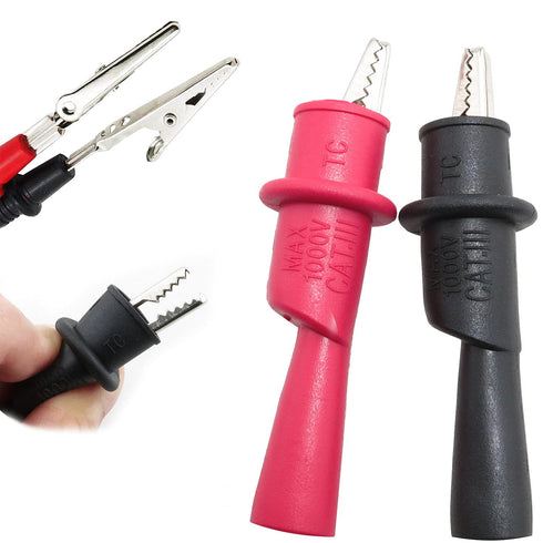 8PCS Multimeter Alligator Clips Set, Test Probe Push On Alligator Clips, 4 Red + 4 Black (MACTPPC-R-B-8)