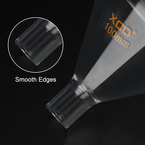XCD Glass Powder Funnel, Borosilicate Glass Heavy Wall Short Stem Funnel for Precise Powder Transfers