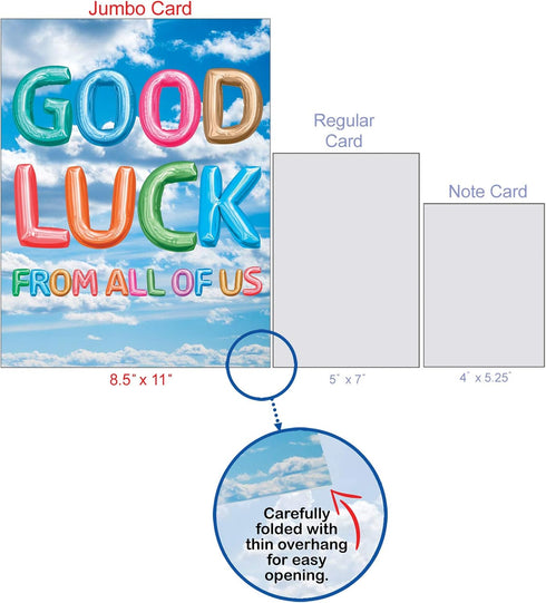 The Best Card Company Big Good Luck Greeting Card, 8.5 x 11 Inch, Colorful Balloons for Kids