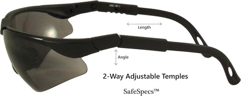 SafeSpecs Bifocal Safety Glasses, Adjustable Temples, ANSI Z87.1