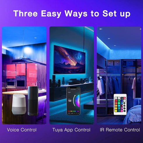 100ft, DAYBETTER Smart WiFi Led Lights Tuya App Controlled Led Strip Lights, Work with Alexa and Google Assistant