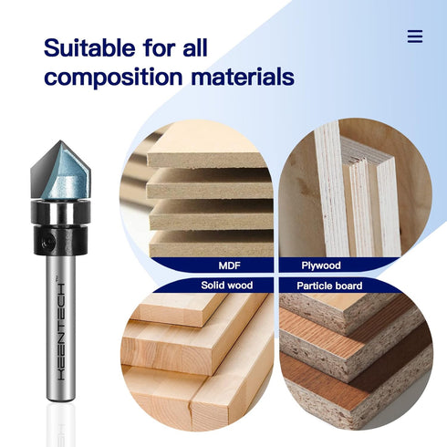 Router Bits, Carbide Tipped 90-Degree V-Groove Router Bit for Woodworking, Industrial Grade Cutting Tools
