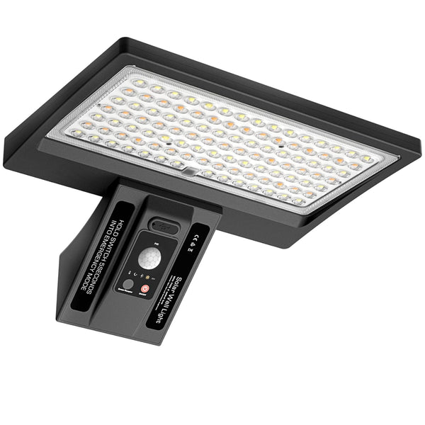 Solar Wall Light Outdoor, 1050Lm, Type 2 Optical Lens, 104 LED Dual