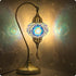 Yarra-Decor Turkish Moroccan Mosaic Table Lamp, Handmade Swan Neck Tiffany Glass Bedside Lamp, 19" (Blue2)