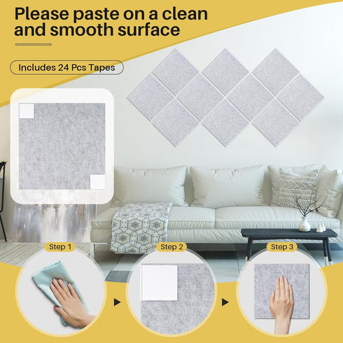 DOLLAR BOSS Large Cork Bulletin Board 48"x36" Wall Tiles, 12 Packs, 1/2" Thick with 120 Pushpins, Light Grey