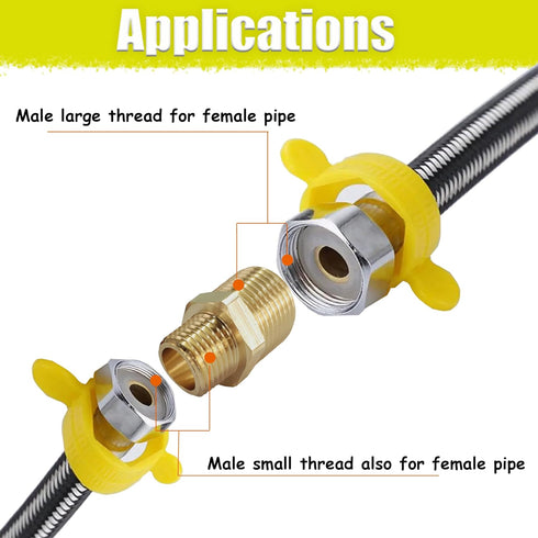 2pcs Reducing Hex Nipple, Brass 1/2" NPT Male x 3/8" NPT Male Pipe Fitting Reducer Adapter (2pcs, 1/2"-3/8")