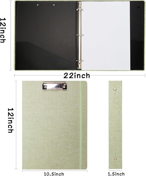 Three Ring Binder with Clipboard, 1 Inch Linen Cover for 8.5" x 11" Paper, 2 Interior Pockets for School and Business