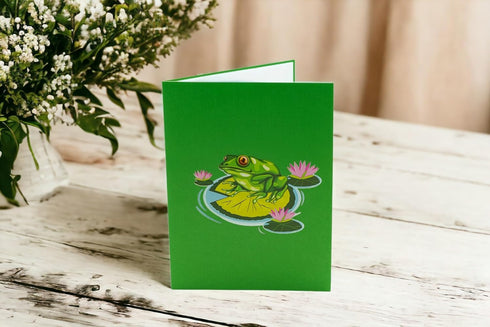 Green Frog Pop Up Card, Blank Frog Card with Envelope for Birthday, Kids Gift, Thank You, Get Well Soon