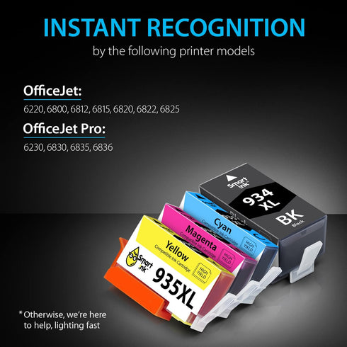 Smart Ink Compatible Ink Cartridge Replacement for HP 934 XL 935XL 934XL 935 High Yield 4 Combo Pack (Black & C/M/Y)