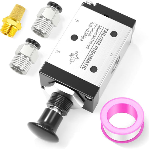 TAILONZ PNEUMATIC 3 Way 2 Position Air Hand Lever Operated Valve, 1/4"NPT Pneumatic Solenoid Valve