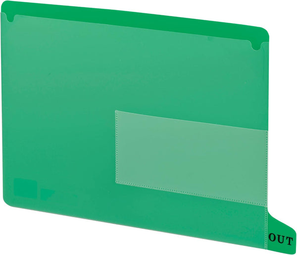 Smead End Tab Poly Out Guide - Two Pocket, Bottom Position Tab, Letter Size, Green, 25 per Box