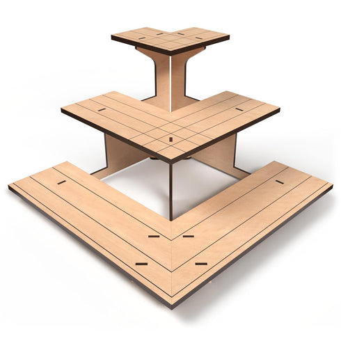 Store DS THE DISPLAY Corner Natural Wooden Tiered Display Stand for Vendor Events,