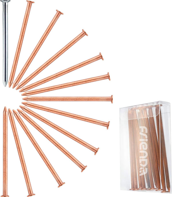 12 Pcs 4 Inch Long Copper Nails Spikes for Tree Killing, Stump Removal with 1 Pcs Steel Nails, Storage Box Included