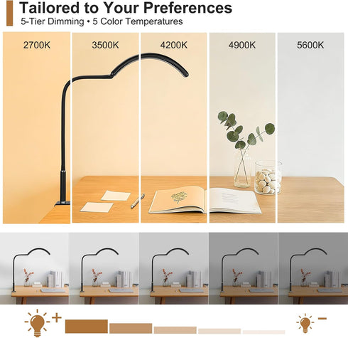 Dimmable Half Moon Light for Nail Desk, Lamp with Clamp for Manicure, Nail Techs, Study, Work, Jewelry, Tattoo.