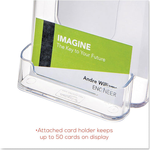 Deflecto Docuholder, Clear Rigid Countertop Leaflet Holder with Business Card Holder