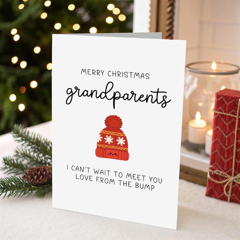 Naixiwen Christmas Pregnancy Announcement Card for Grandparents to Be, Christmas Pregnancy Reveal Card, New Baby Reveal