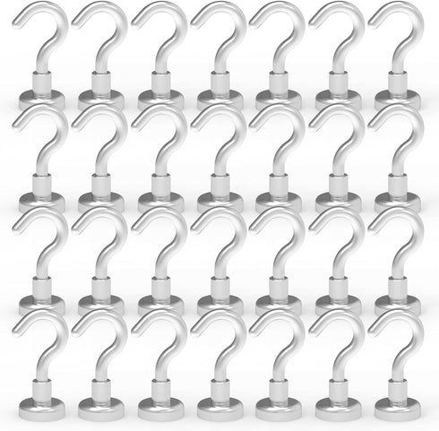 Strong Neodymium Magnetic Hooks, 22lbs Heavy Duty Rare Earth Hooks for Hanging, Pack of 28