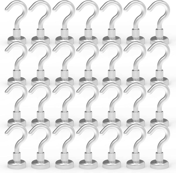 Strong Neodymium Magnetic Hooks, 22lbs Heavy Duty Rare Earth Hooks for Hanging, Pack of 28