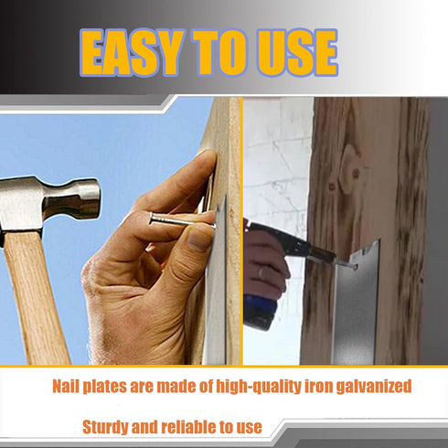 FUBEDY 1.5 2.5 Inch (2.5in-100pcs) Nail Plates for Wood Studs, x Sharp Pointed Prongs, Cable Wire Protector Plate
