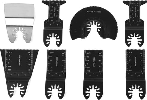WEN MTB008 8-Piece High Carbon Steel Oscillating Multi-Tool Wood Blade Set