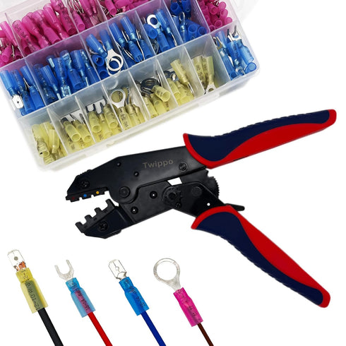 550Pcs Waterproof Heat Shrink Wire Connectors Kit, Automotive Electrical Terminals, Butt Fork Ring Spade