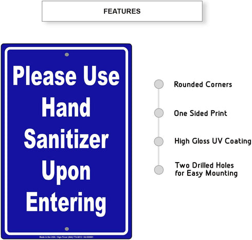 12"x18" Please Use Hand Sanitizer Upon Entering Metal Sign Novelty Notice Display Unique Office Hospital Garage Home
