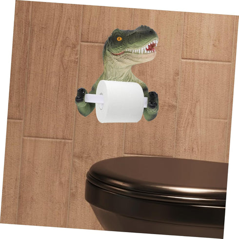 Holibanna Dinosaur Toilet Paper Holder Adhesive Backing Fun Bathroom Decor for Boys and Girls Wall-Mounted Easy