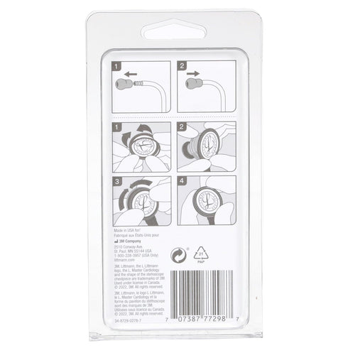 3M 40011 Littmann Stethoscope Spare Parts Kit Black, Compatible with Master Cardiology, Includes Snap Tight