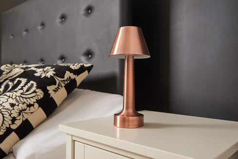 Dimmable Auraglow Copper Aluminium Rechargeable Remote-Controlled Colour Changing LED Table Lamp - Perfect for Bedside