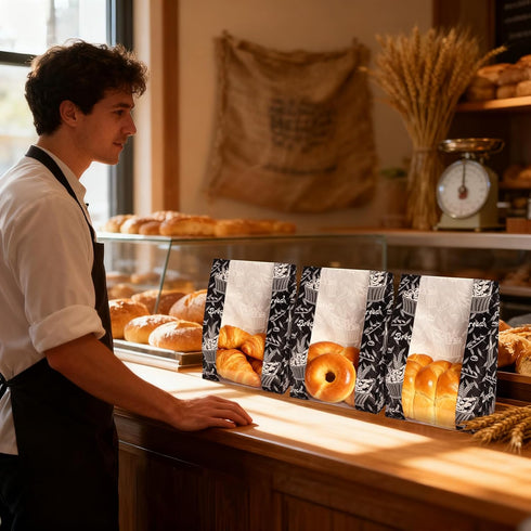 100 13.7x8.3x3.5 inch Nicunom Pcs Paper Bread Bags for Homemade Bread, Sourdough Bags with Window Large Bakery Bags