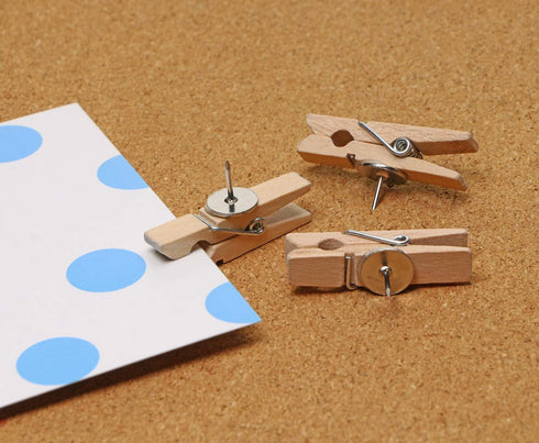 Tupalizy Wooden Clips Push Pins, Clothespins for Cork Boards, 20PCS for Photos and Craft Projects