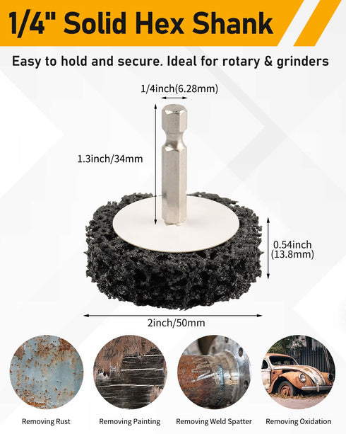 2" 4Pcs Quick Change Easy Strip Discs with 1/4" Hex Shank, Paint Stripper Wheel for Removing Paint and Rust