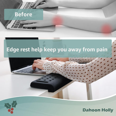 Dahoon Holly 2-Piece Set, Elbow (11.8 3.9 inch) L-Shaped Desk EdgeRest, Plam & Wrist & Forearm & Comfort Support