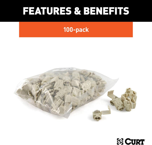CURT 59906 100-Pack White Scotch Snap Lock Wire Connectors, 18-14 Gauge