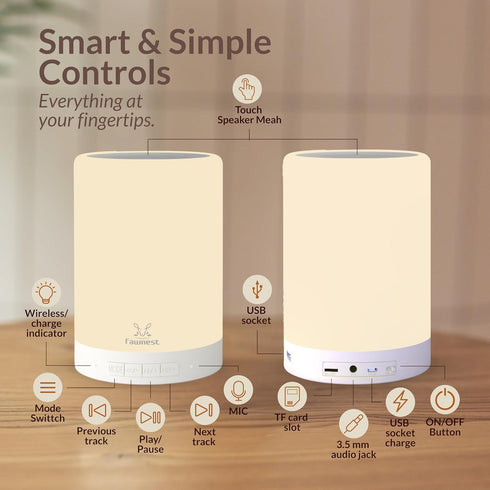 Portable Touch Control Baby Night Light & Wireless Speaker for Kids