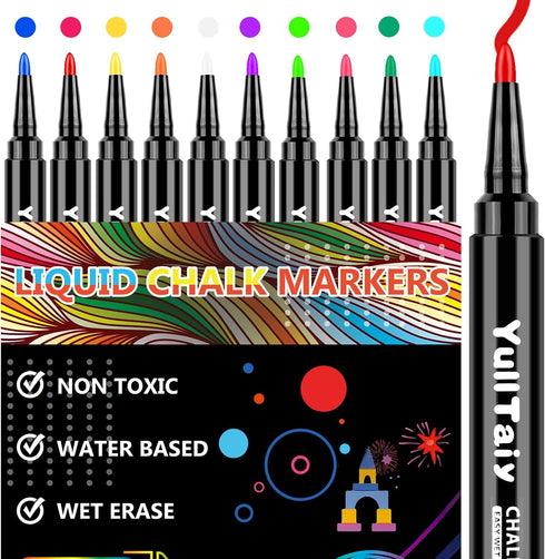 YullTaiy Liquid Chalk Markers for Acrylic Calendar Planning Board, Dry Erase Board Whiteboard,