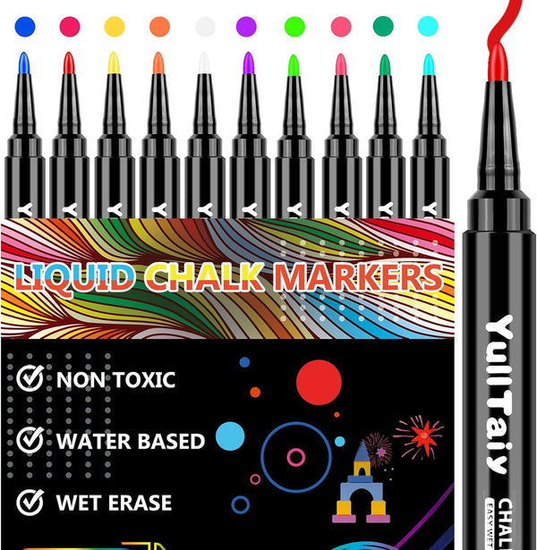 YullTaiy Liquid Chalk Markers for Acrylic Calendar Planning Board, Dry Erase Board Whiteboard,