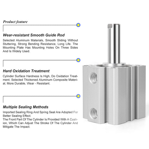 TAILONZ PNEUMATIC 50mm Bore 25mm Stroke Small Thin Cylinder Aluminum Air Cylinder SDA50-25