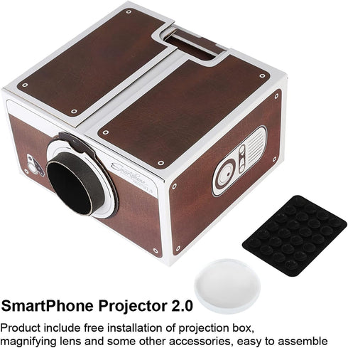 TOPINCN 8X Mini DIY Smartphone Projector, Magnification, Portable Home Cinema Mobile Phone Projector Smart Portable