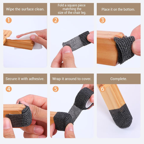Xyembu 4Pcs Furniture Leg Socks Self-Adherent Grip Tape Wrap High Elastic Chair Leg Covers Chair Legs Protectors