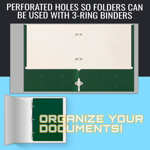 Better Office Products Two Pocket Portfolio Folders, 50-Pack, Dark Green, Letter Size Paper Folders