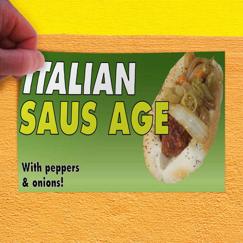 JHall Graphics Decal Sticker Italian Sausage Age with Peppers & Onions! Outdoor Store Sign