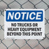 (2 Pack) OSHA Notice Sign, No Trucks Or Heavy Equipment Beyond This Point, 18 Inch X 12 Inch Aluminum