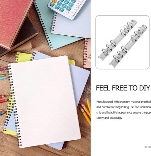 Ipetboom 4pcs A6 6 Ring Binder Cover Metal A6 Notebook 6-Ring Binder Mechanism Replacement Kit Loose Leaf Binding Spines Inserts A6 6 Ring Binder Insert for Refillable Notebook