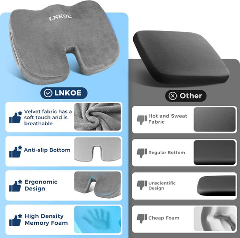 Generic Tailbone Gel Memory Foam Layer Wheelchair Cushion - Wheelchair Office Chair, Kitchen Chair, Car Seat - Pressure