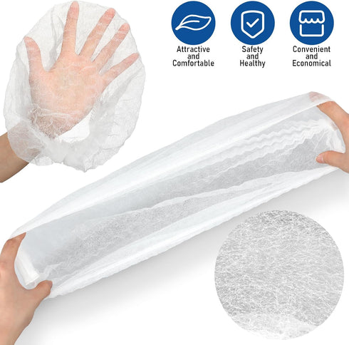 CraftyDream 400 Set 200 18" 200 21" Pcs Disposable Beard Nets and Bouffant Caps Non-woven Beard Guards and White