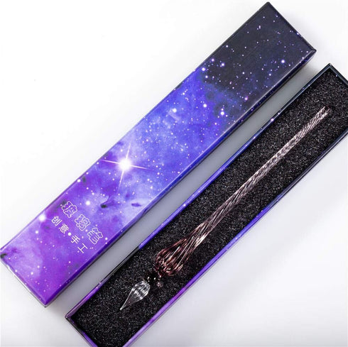 molshine Handmade Crystal Glass Dip Pen - Light Purple Calligraphy Pen for Writing, Drawing, Gifts