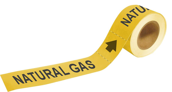 Brady 20449 Economy Pipe Markers-To-Go, B-736, 1" x 8", Black On Yellow Self-Sticking for Natural Gas